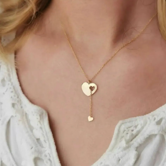 Collier drop heart avec extension