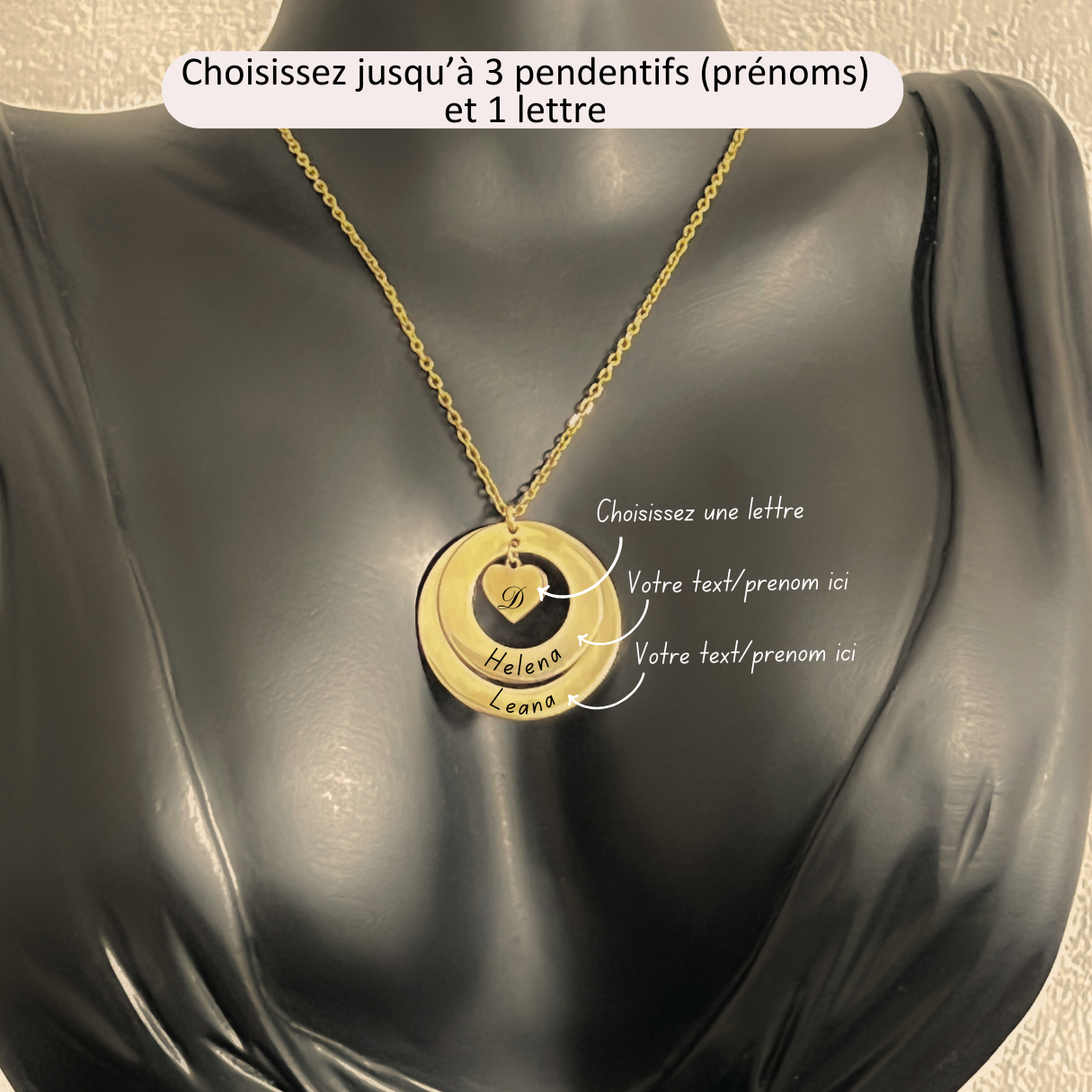 collier plaqué or Compassion en or jaune 