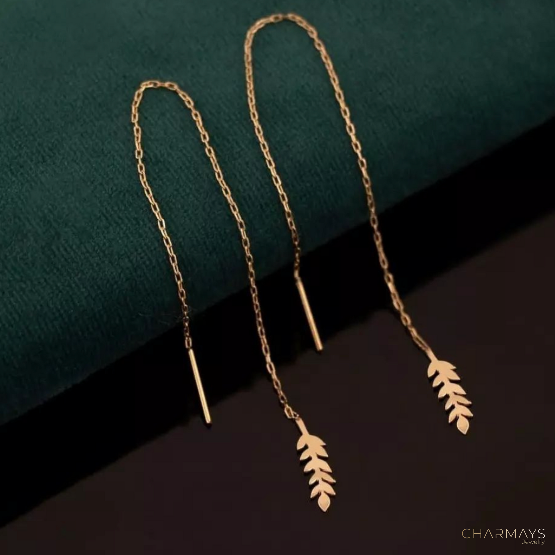 boucles d'oreilles Leaf plaquées en or