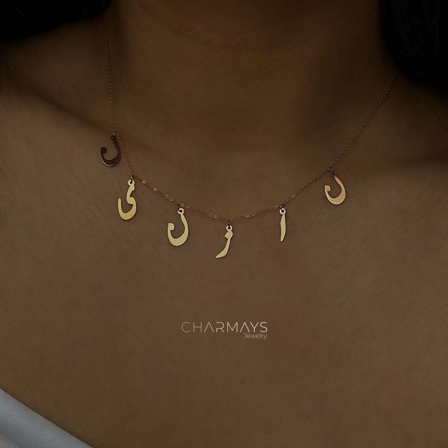  Collier Multi-lettres en Calligraphie Arabe,pendentifs en forme de lettre écrites en arabe