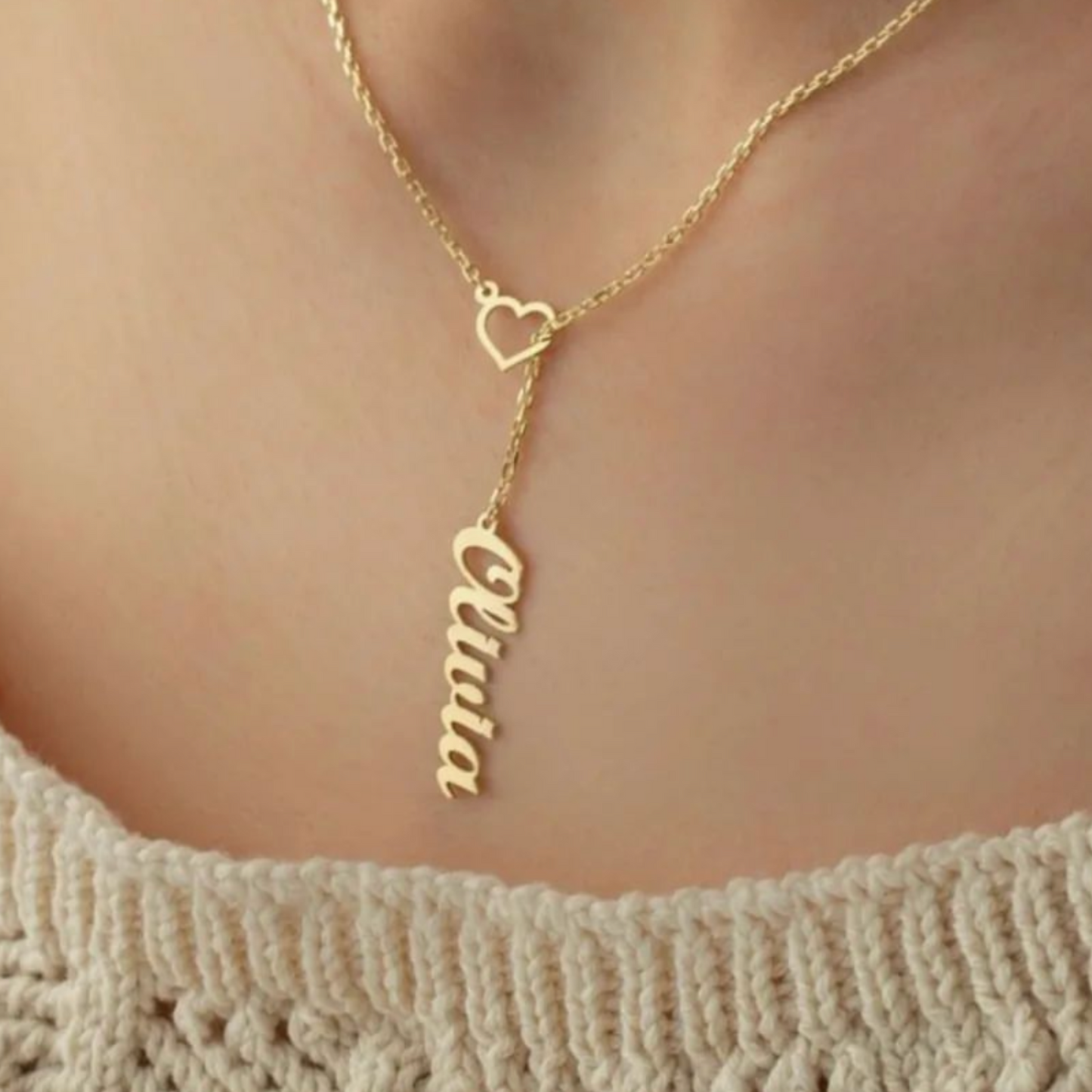 Collier prénom avec extension coeur