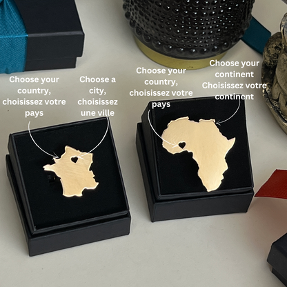 Bague continent avec un cœur sur pays